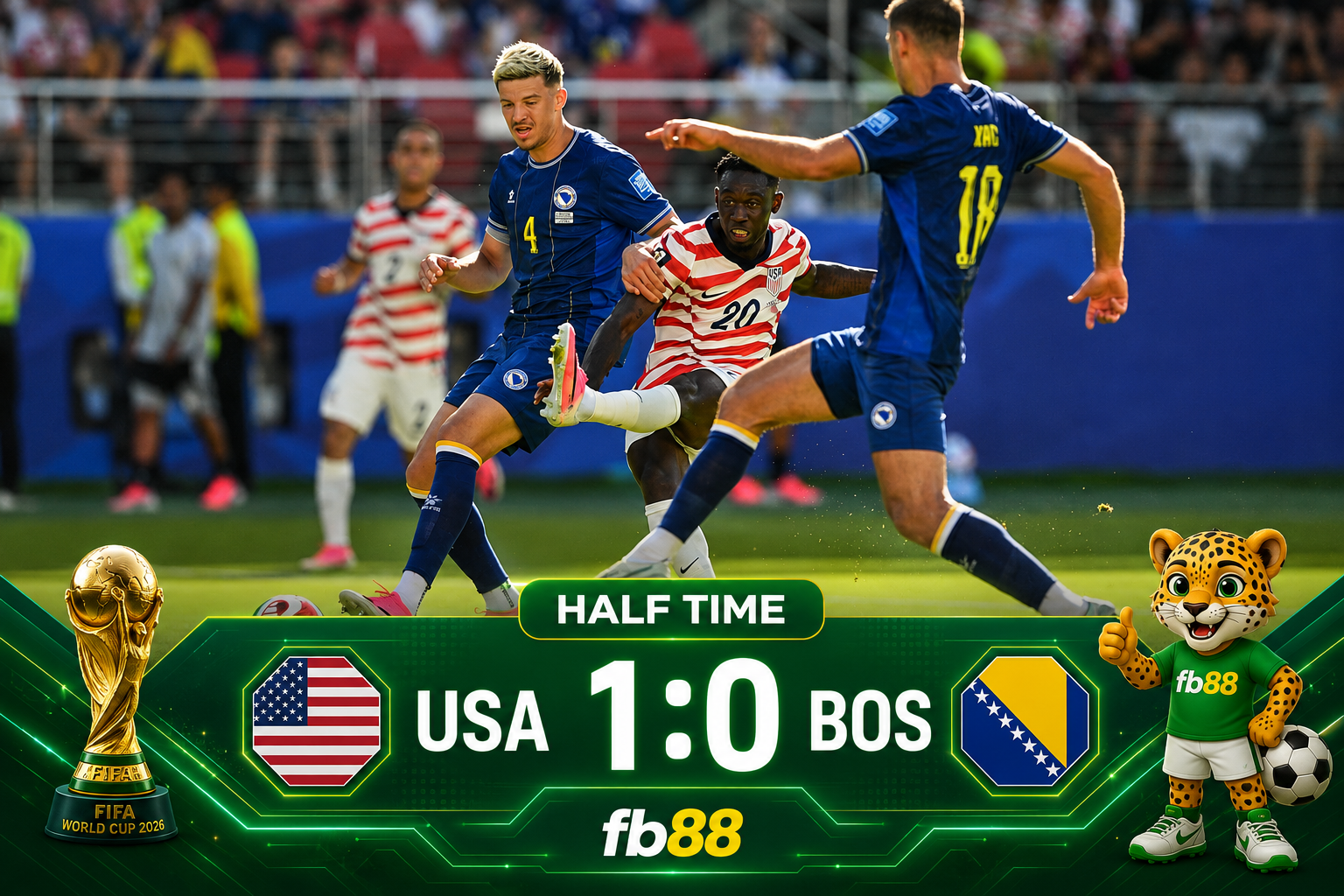 Mỹ vs Bosnia Hiệp 1: 1-0