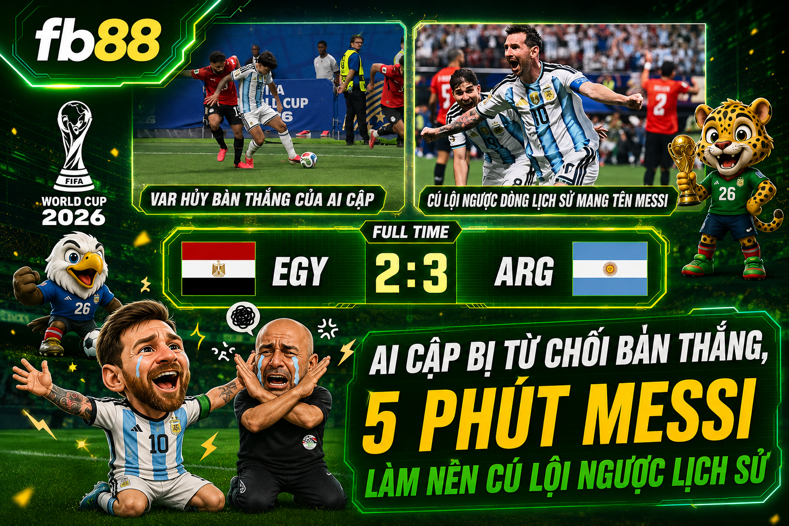 Argentina vs Ai Cập Vòng 16 Đội World Cup 2026