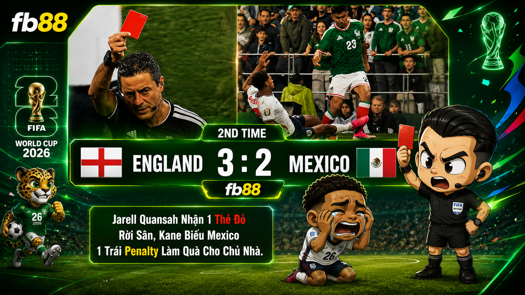 Anh Vs Mexico FT Vòng 16 World Cup 2026