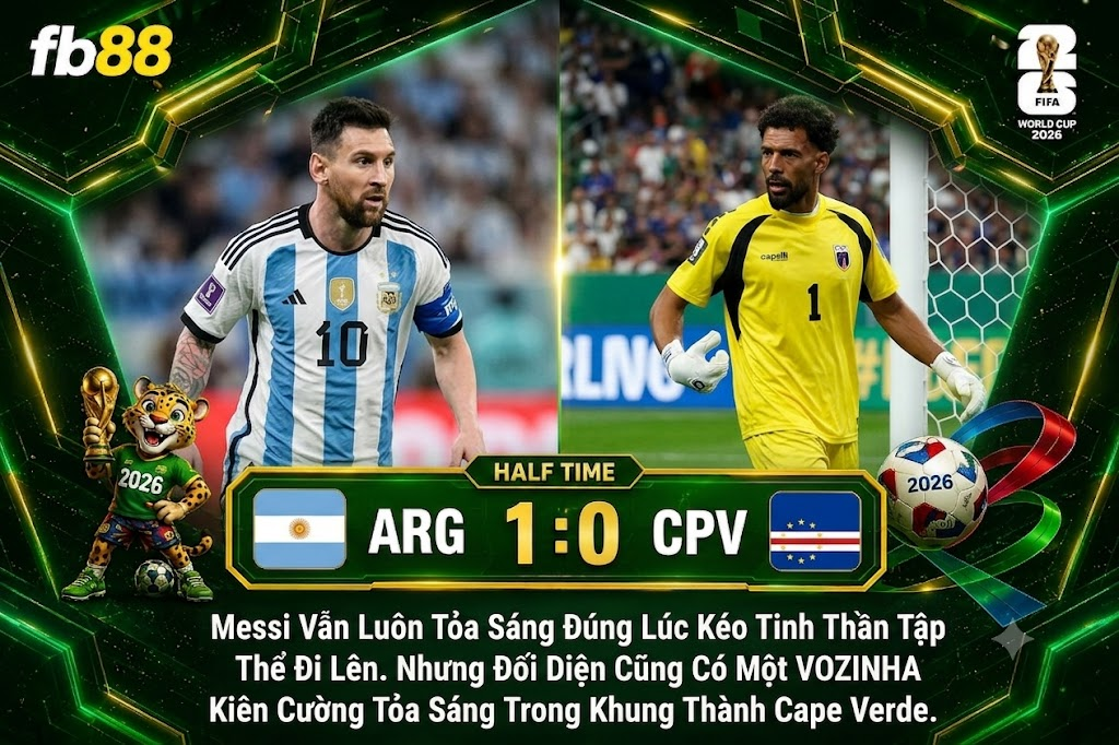 Argentina vs Cape Verde Hiệp 1 Vòng 32 World Cup 2026