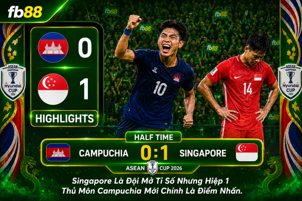 Campuchia vs Singapore 1:2 ASEAN CUP 2026