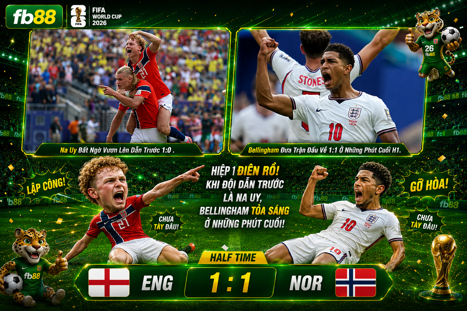 Anh vs Na Uy Tứ Kết World Cup 2026