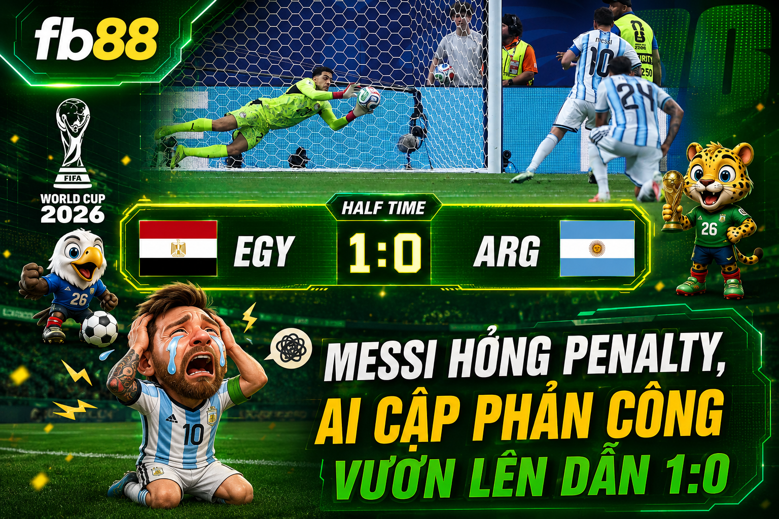 Argentina vs Ai Cập Vòng 16 World Cup 2026