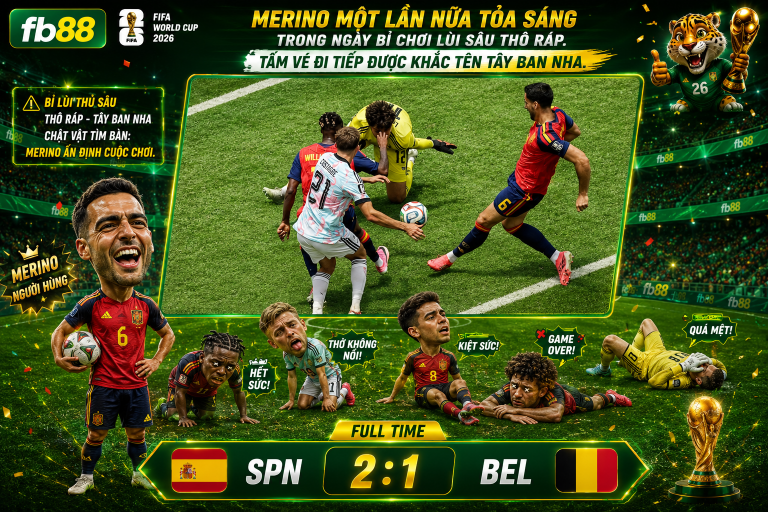 Tây Ban Nha vs Bỉ Tỉ số 2:1 Tứ Kết World Cup 2026