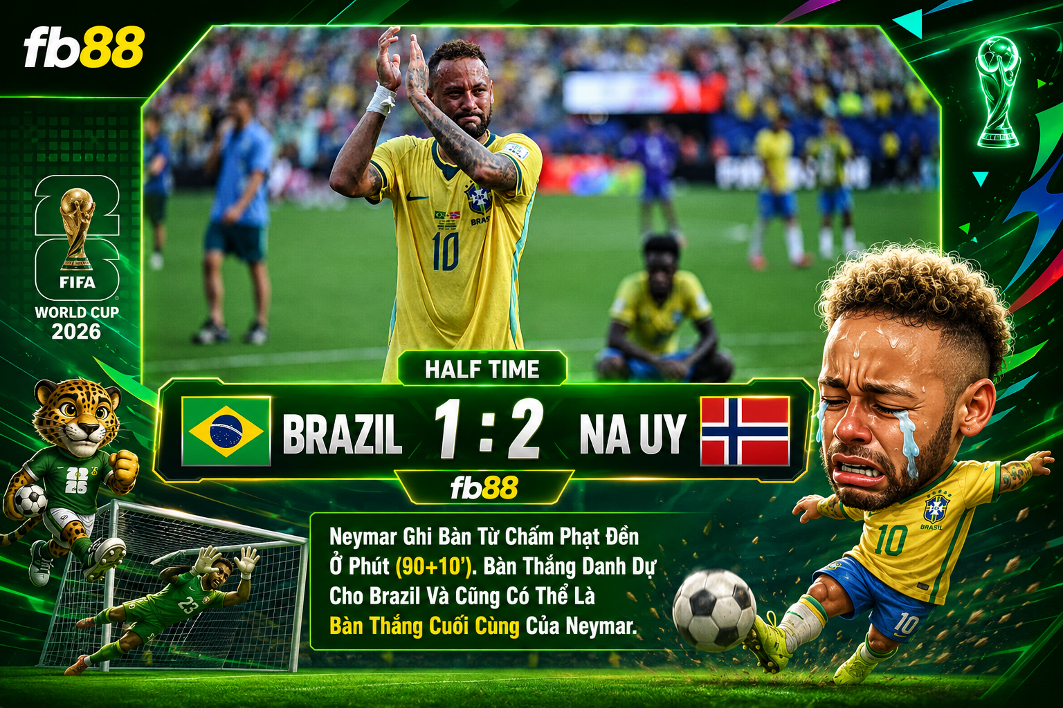 Brazil vs Na Uy FT Vòng 16 Đội World Cup 2026